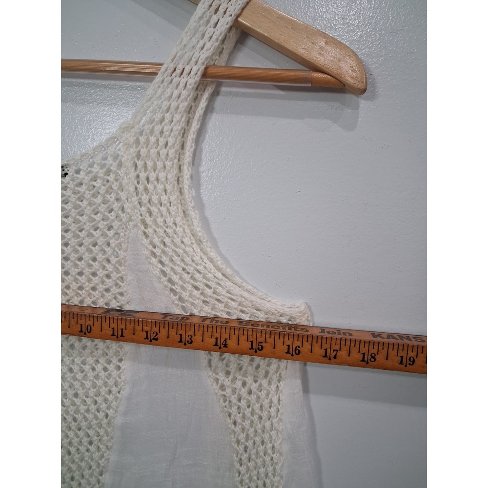 South Moon Under Womens White Crochet Gauzy Mixed Media Handkerchief Tunic Top S - Picture 5 of 8